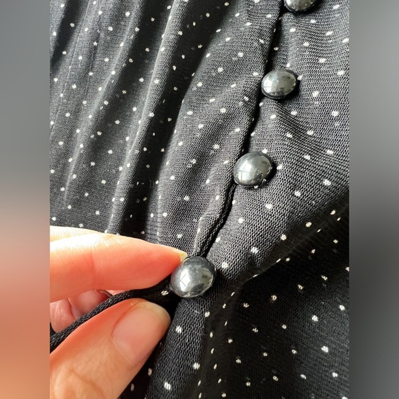 Vintage INC Womens Black Polka Dot Blouse Ruffled Collar Office Siren Large - Picture 6 of 10